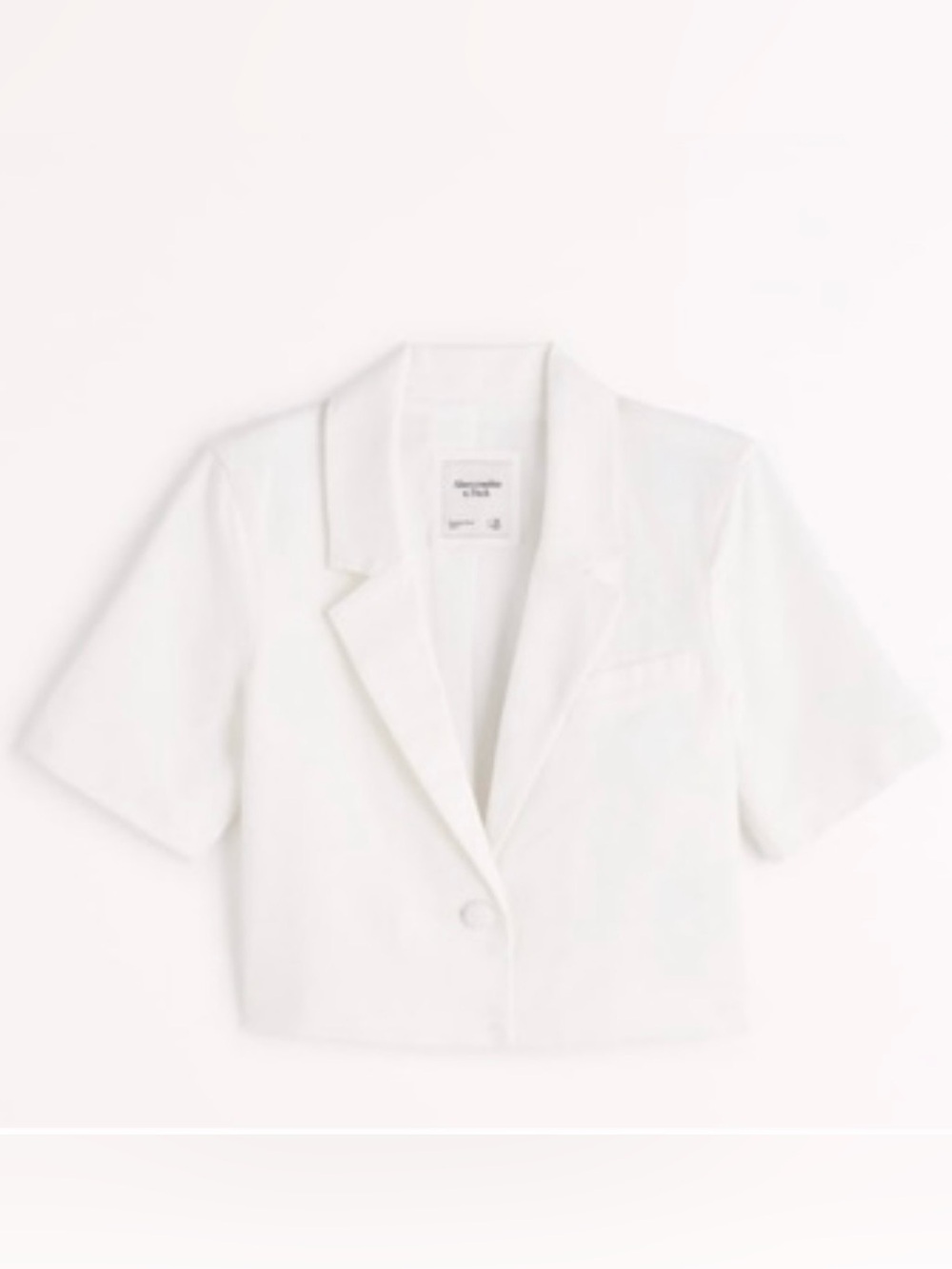 Abercrombie & Fitch White Linen Blend Short Sleeve Cropped Blazer Jacket Size S